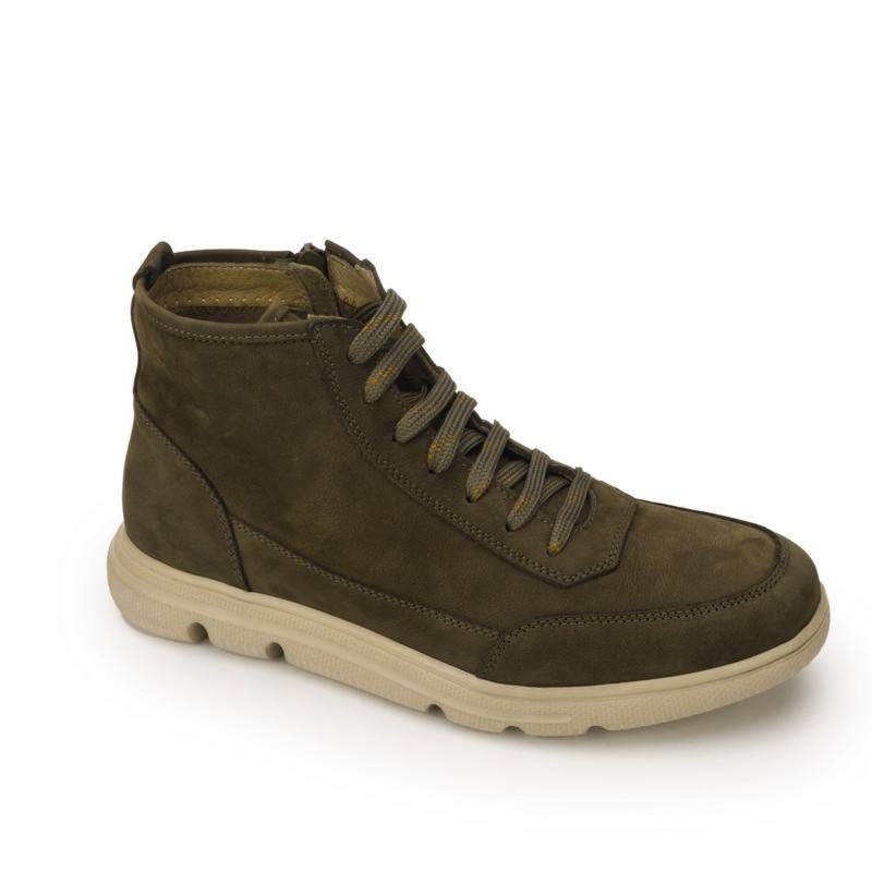 242110-khaki Ботинки муж.нубук-байка хаки